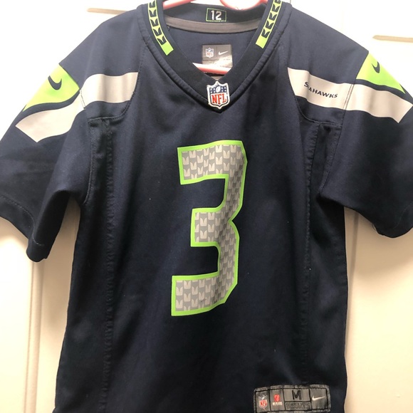 Nike On Field NFL Authentic Seattle Seahawks #3 Wilson Boy’s Blue Jersey Sz M - Picture 8 of 14